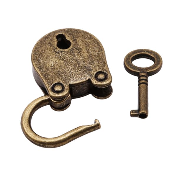 Mini padlock love shape lock antique padlock with key for cabinet