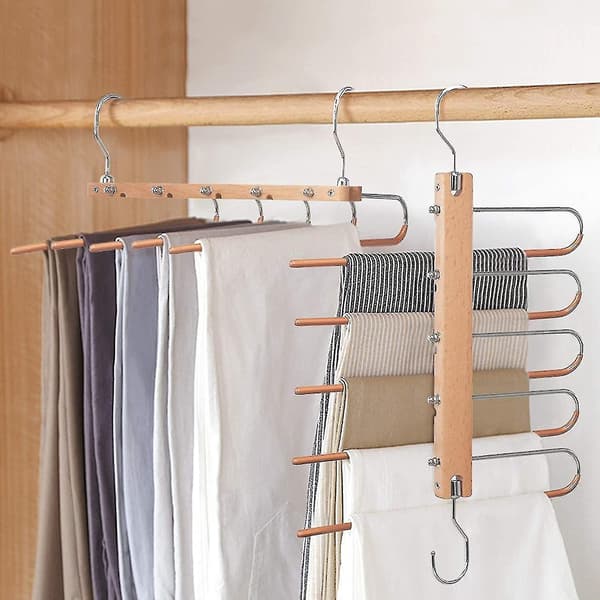 Magic Hangers, Space-Saving Wardrobe Hanger 5 Layers 2 Uses Multifunctional Pants Rack | Solid Metal Organizing Rack (one pack) -