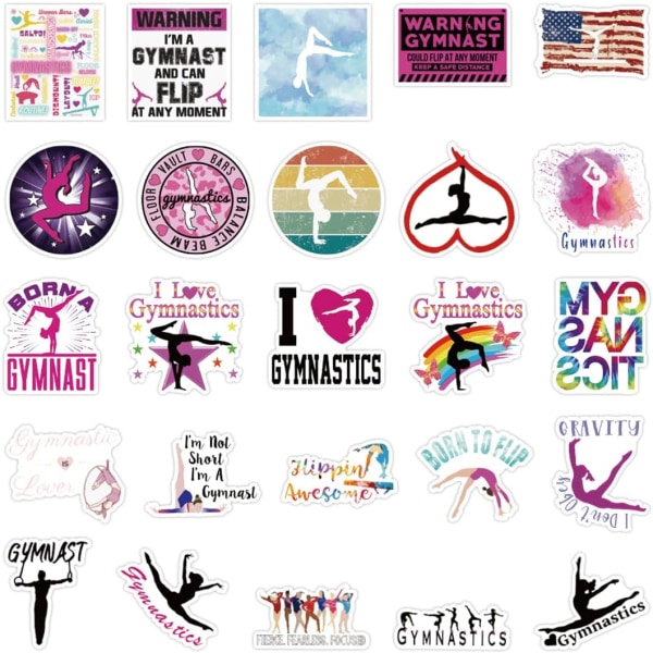 100 st gymnastikklistermärken, gymnastikpresentklistermärken för bärbar dator, vattenflaskor, bagage, dator, mobiltelefon