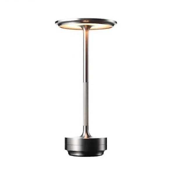 Ladeskrivebordlampe, dimbar, vanntett, metall, USB-oppladbart skrivebordlampe - 1 stk - WELLNGS silver