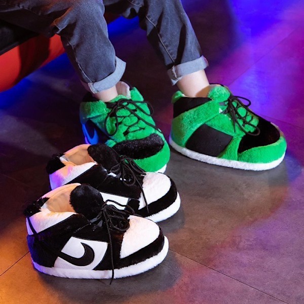 Aj Bomullstofflor, vinter inomhus utomhus tofflor Black and green 35-44