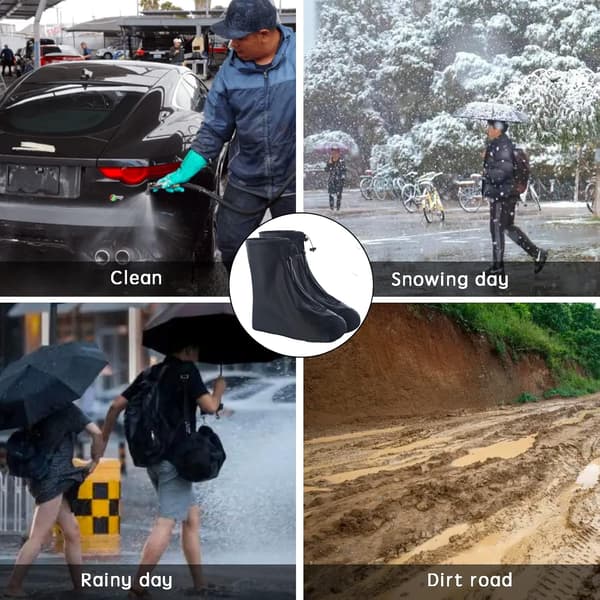 Waterproof shoe covers, rainproof shoe covers, reusable non-slip shoe covers (M) M