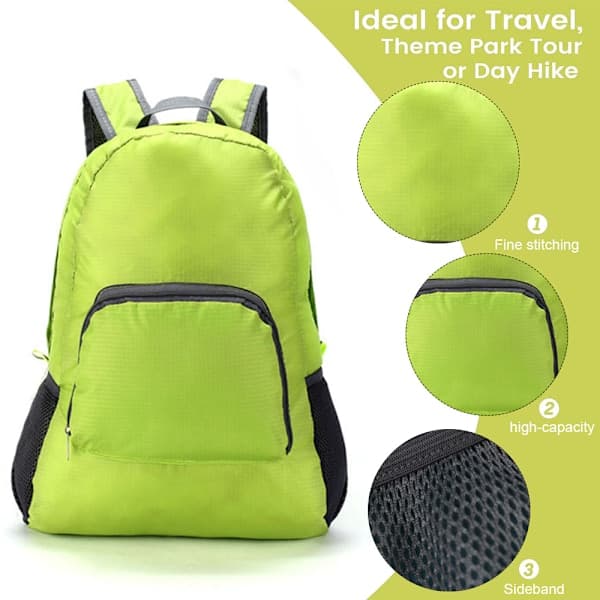 Packable Hiking Backpack Waterproof, Foldable Backpack, Suitable for Travel, Green