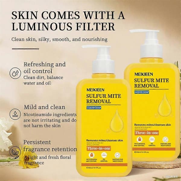 Refreshing shower gel based on sulfur, effectively combats body odor and acne; antibacterial formula with sulfur.