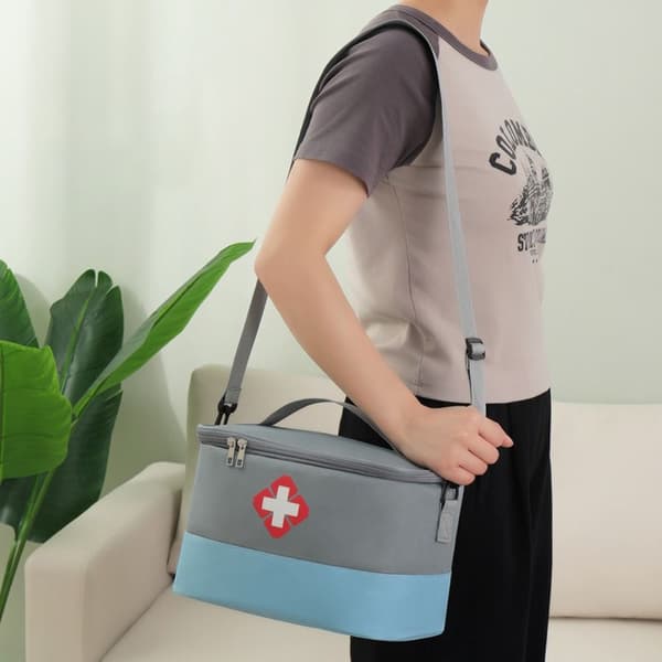 Versatile First Aid Storage Bag with Large Capacity for Household Green&Grey M