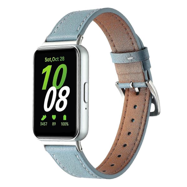 Genuine Leather Watch Strap Replacement for Samsung Galaxy Fit3 - Beige Multicolor Sky Blue