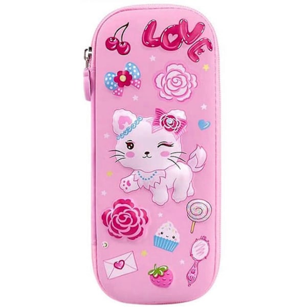 Shxx Pennafodral för Flickor Söt Pennafodral Cartoon Cat 3d Eva Med Fack Pennafodral Väska Hållare Skolgåvor (Katt) Xq-bd23