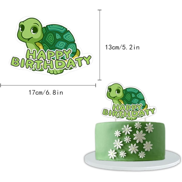 Turtle Baby Party Supplies Set med Grattis på födelsedagen banner, Turtle Balloons, Turtle Cake Topper, Turtle Cupcake Toppers, Ocean Sea Life Theme