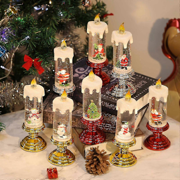 Jultomte Ljusstake, Batteridriven LED-Ljusstake, Vattentät, Flimmerande Juldekorationer Present - jjS Red - Xmas Tree