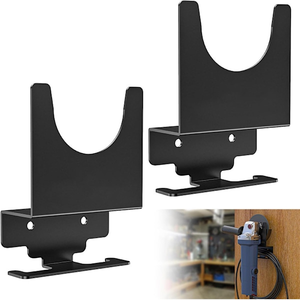 2 stk. Vinkelkvern Stativ Vertikalt Veggfeste Brakett Vinkelkvern Oppbevaringsstativ for 5 tommers Kvern, Klippemaskin, Poleringsmaskin