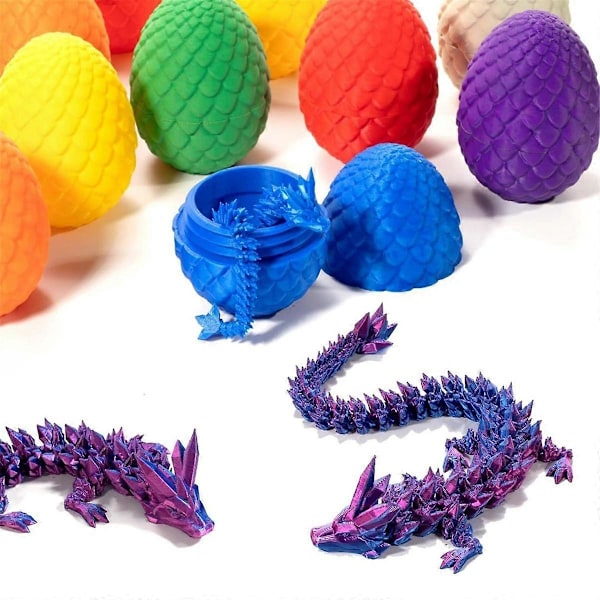 3 st Dragon Easter-ägg, Dragon Egg Fidget Toy, med 12 tum ledad drake, 3D-tryckt drakägg