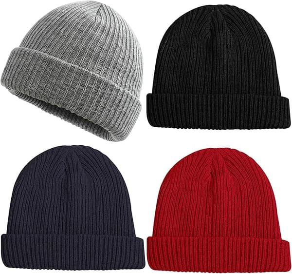 4-pack vintermössor stickade mössor för män kvinnor mjuk unisex huvudvärmare mudd mössa stickad mössa ribbstickad mössa