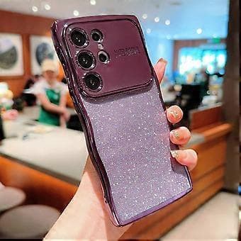 Case for Samsung Galaxy S25 Ultra Electroplated Curly Frame TPU Glitter Phone Case Large Window (Style E)