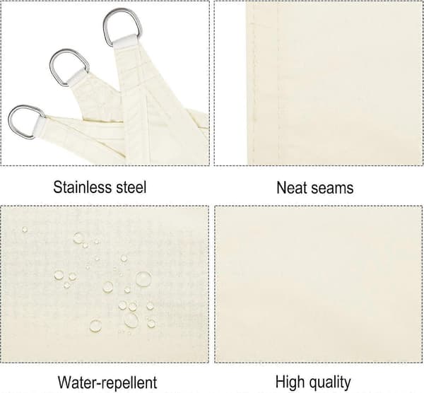 Triangular Sun Sail - 3x4x5m - Off-white - Waterproof - Windproof - UV Resistant - for Gardens