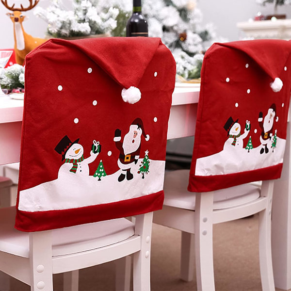 6 stycken julstolsöverdrag, julmiddagsstolsöverdrag, tomteluvor stolsöverdrag Xams stolskydd