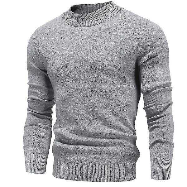 Ny Vinter Herre Mock Neck Sweater Mode Ensfarvet Varm Strikket Pullovers Herre Casual Elastiske Sweaters Mandlig Efterårs Strik Black M