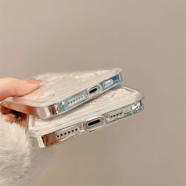 Klar lila fjäril Söt transparent phone case för iPhone 15 Pro case Cover Stötsäkra fodral