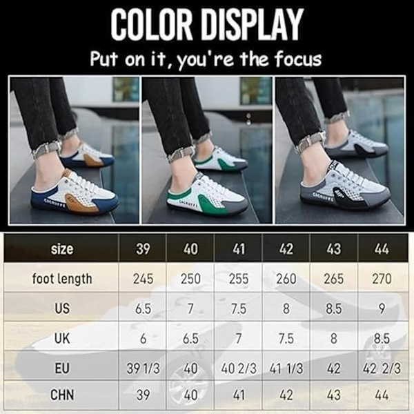 Herr Slip-on Sneakers med rygglös design, Slip-on Sneakers med rygglös design, Andningsbara Mesh Tofflor Komfort Casual Mule Sneakers Gray 42.0