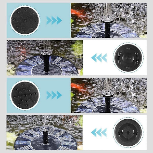 Solar Vannfontene, 1.4W Solar Fontenepumpe, Solar Fuglebad Fontenepumpe med 10 Dyser, Ute
