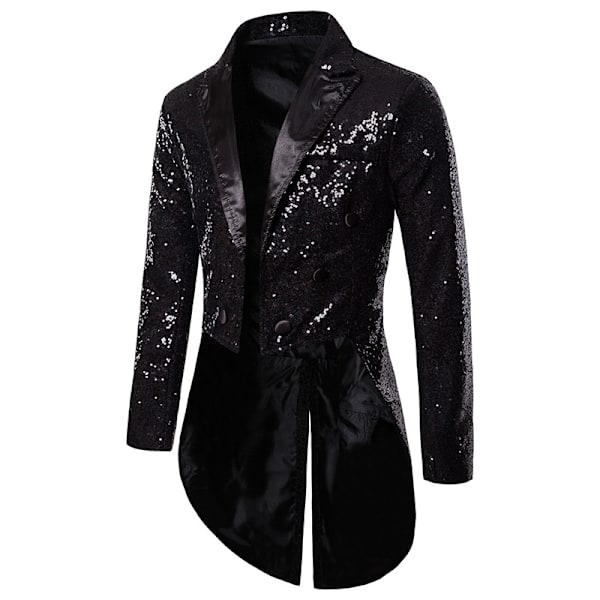 Herrar Glittrande Sekvens Blazer Jacka Nattklubb Prom Kostym Blazer Kostym Homme Sångare Scenkläder Smoking Ny Black L