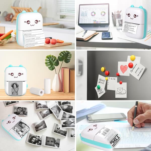 Mini Portable Printer, Portable Thermal Photo Printer, Pocket Printer, Inkless Printer, Bluetooth and WiFi Printer