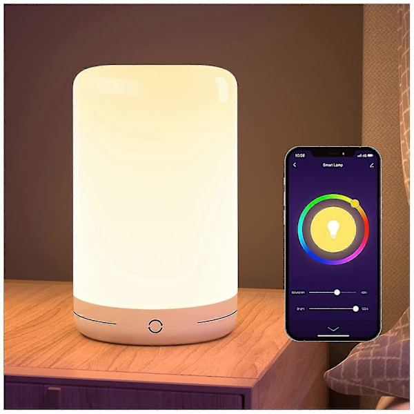 Wabjtam Smart Lampe, LED Sengelamper med Touch, RGB Farveskift Dæmpbar & Varmt Hvidt Natlys til Soveværelse, USB Drevet