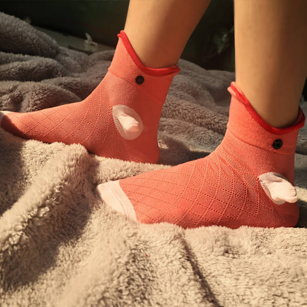 2 par Knittade Krokodilsstrumpor för Kvinnor Djur Alligator Vinter Varma Fish-pink