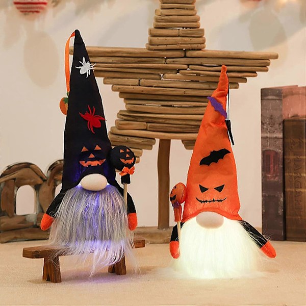 Halloween Plyschdocka Ansiktslös Tomte Plyschdocka Plyschdvärg Ansiktslös Docka med Ljussatt Halloweenflik