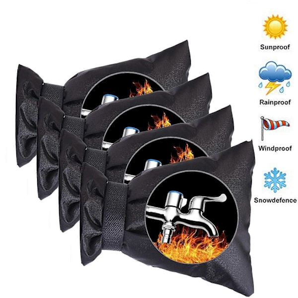 4 kpl 14,7 cm L x 21,6 cm K Talvihaneristyssuojat, putken suojasukat, pakkasnesteellä eristetyt pitkät vesihanan suojasukat ulkohanoille (musta)