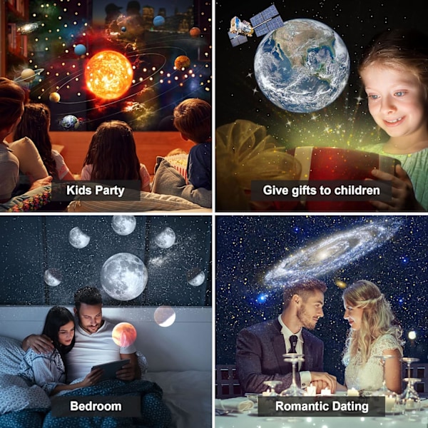 Stjärnhimmelsprojektorlampa, stjärnhimmel för sovrum, 13 planetariska skivor, LED-stjärnhimmel, projektor för barn, vuxen/sovrum/fest/tak Black