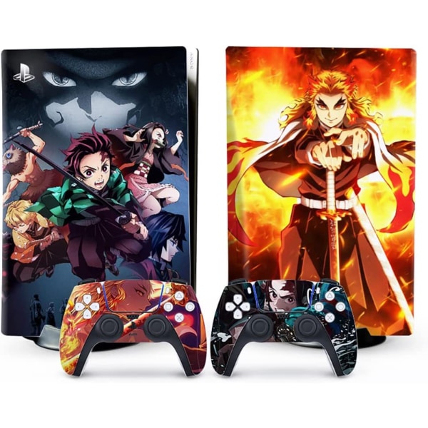 PS 5 Skin Disc Edition Anime Console och Controller Vinyldekal, slitstark, reptålig, exakt linje upp, kompatibel med Play-Station 5