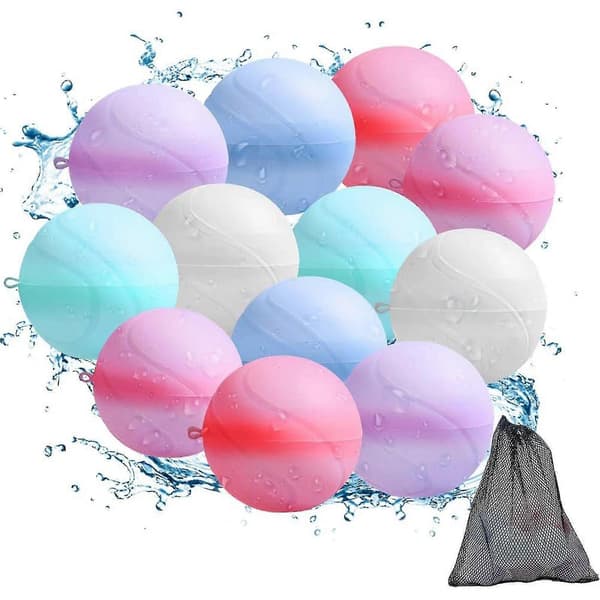 12-pak genanvendelige silikone vandballoner, perfekte til børns udendørs leg, inkluderer en netpose. 24pcs