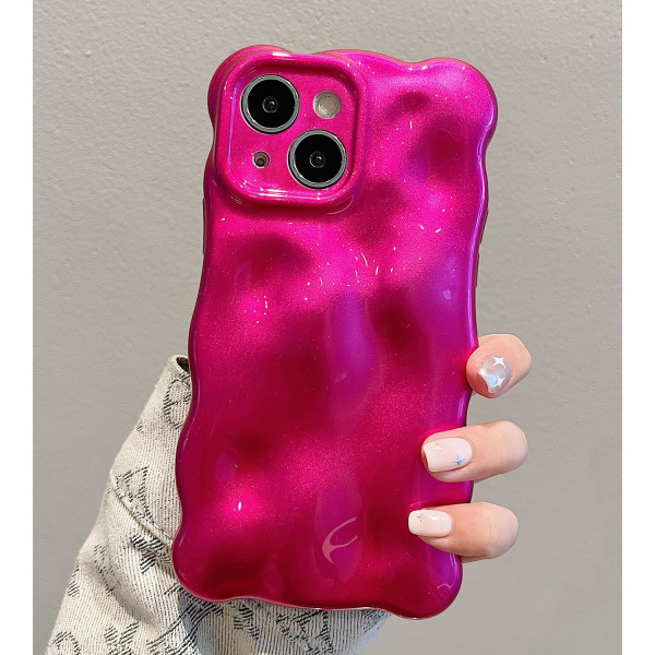 Case för iPhone 15 Pro Max, söt enfärgad lockig vågform Stötsäker TPU Bumper Phone case