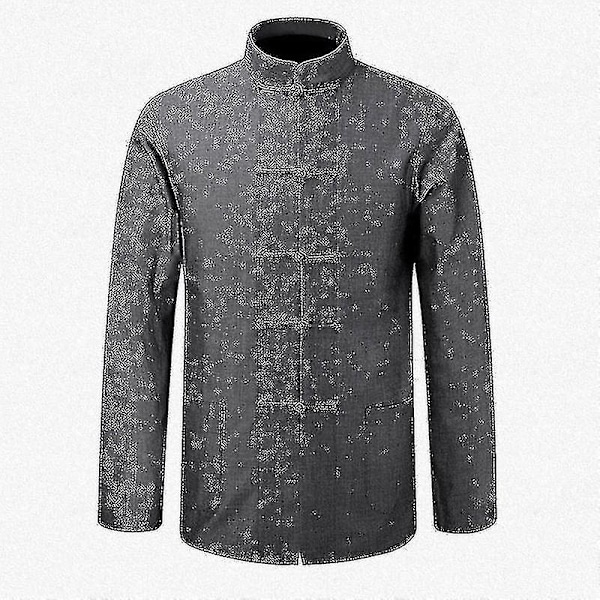 Ny herre bomuldsskjorte Traditionel kinesisk herrejakke tøj Kung Fu Tai Chi Uniform Efterår Langærmet jakke til mænd
