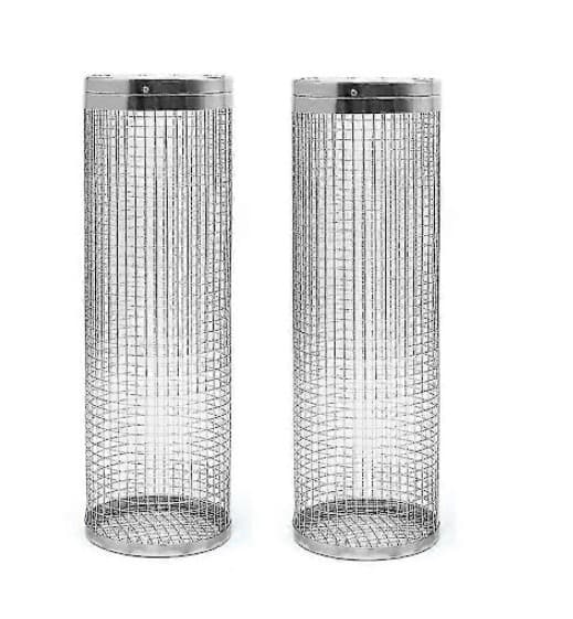 2 Pcs Rolling Grilling Baskets - Best Grilling Basket Ever, Round Stainless Steel Grill Mesh 2PCS large