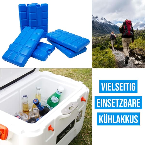 Sæt med 6 køleelementer à 400 ml hver, 6 blå køleelementer til køletasken eller køleboksen