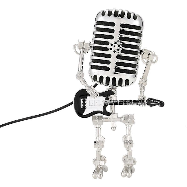 Mikrofonrobot, Retro Mikrofonrobot Bordlampe, Holder Gitar Nattlys, Vintage Mikrofon Ro