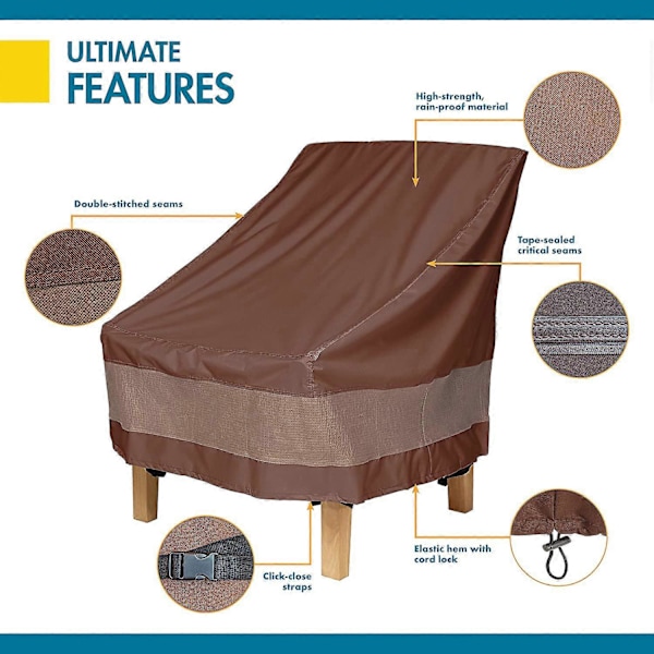 Vedenpitävä Ultimate-terassituolin suojus, säänkestävä, kestävä ulkokalusteiden suojus, 35L x 28S x 35K tuumaa, terassituolin suojus
