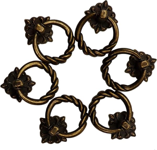 6 stk Vintage Bronze Dråbering Knapper Håndtag til Kommode Skuffe