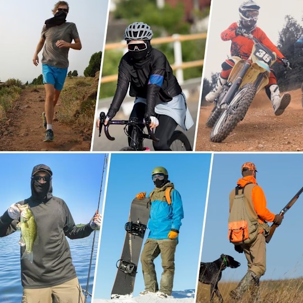 Balaklava Helmask för Motorcykel Cykling Skidmask för Män Kvinnor Andningsbar Black