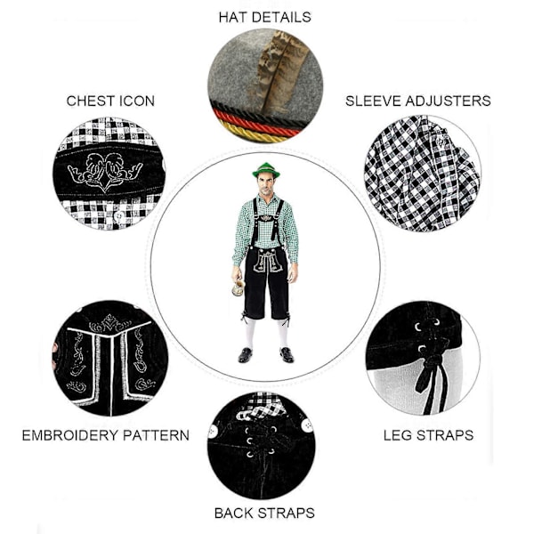 Miesten Oktoberfest Baijerilainen puku Naamiaisasu Cosplay Juhlat Karnevaaliasut aikuisille, 100% Uusi