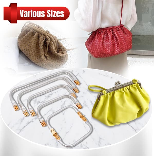 2 pcs Metal Purse Frame U-shaped Bag Handle Inner Lock