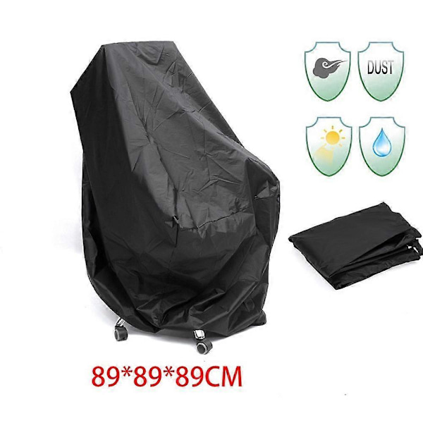 Utomhusstolsöverdrag, Svart Patiostolsöverdrag, Vattentäta Patiostolsöverdrag för Utomhusmöbler, Väderskydd (Svart, 89*89*120/89CM)