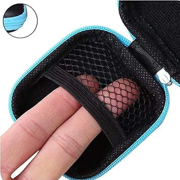 1 pc mini square earphone storage case, for in-ear headphones, with mesh compartment, earbud case small, carrying case, mini square earphone storage bag