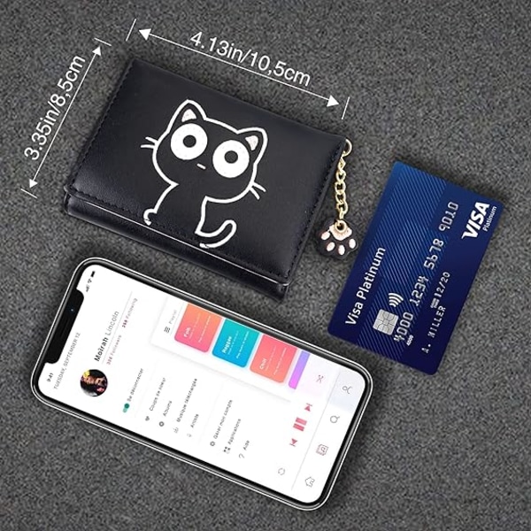Söta plånböcker för kvinnor, läder RFID-blockerande liten trefaldig plånbok med ID-fönster för flickor och damer damplånbok