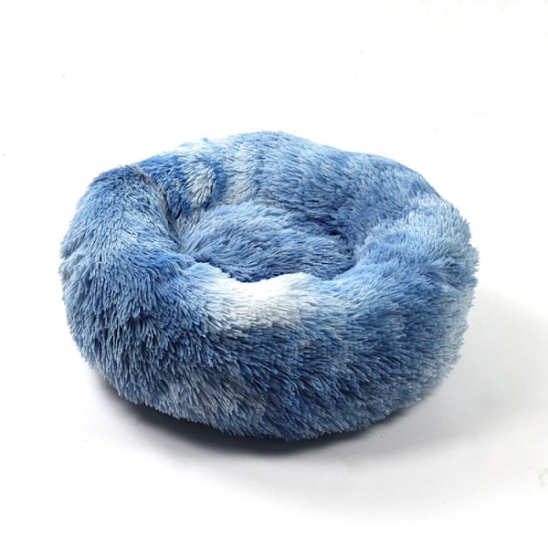 Queta Katteseng, Vakker Dyreseng, Liten Hundeseng Kjæledyr Seng Pluss Myk Rund Kattesoveseng (50cm) Tie dye dark blue Diameter 50 cm