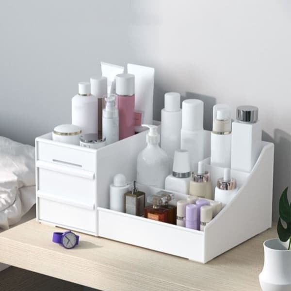 Large Makeup Storage with Drawers for Dressing Table Cosmetic Storage White
