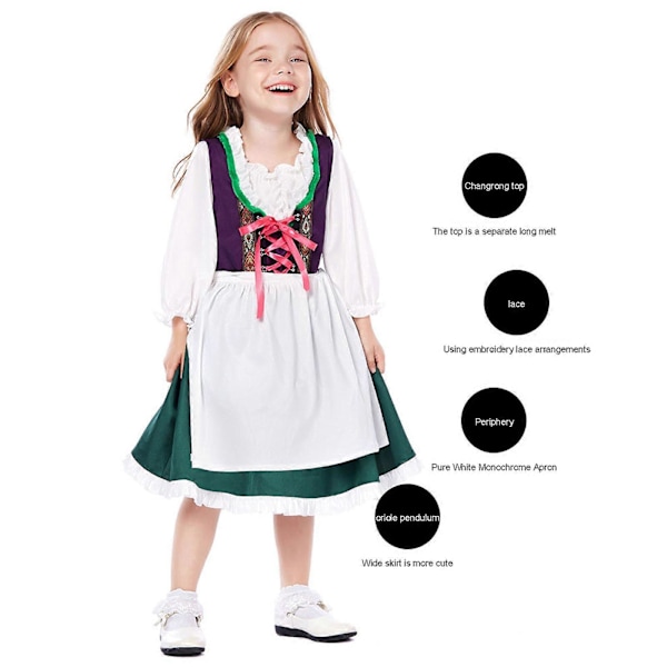 Tytöt Naiset Oktoberfest Dirndl Saksalainen Baijeri Olutjuhlat Tyttö Asu Halloween Olutpiika Puku Hieno Puku, 100% Uusi XS
