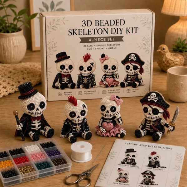 3D Skeleton Bead Kit DIY Craft Beads Set Handmade Halloween Art Toy Creative Gift Set A