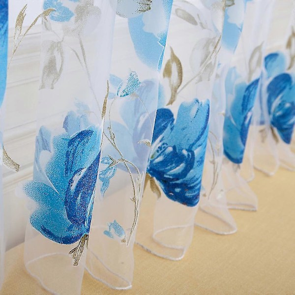 Lyxiga Voile-Gardiner med Spår för Juldekorationer - Enkla Blommönster för Dörrar, Skärmar och Fönster A